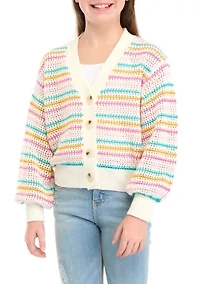 Girls 7-16 Multi Colored Cardigan