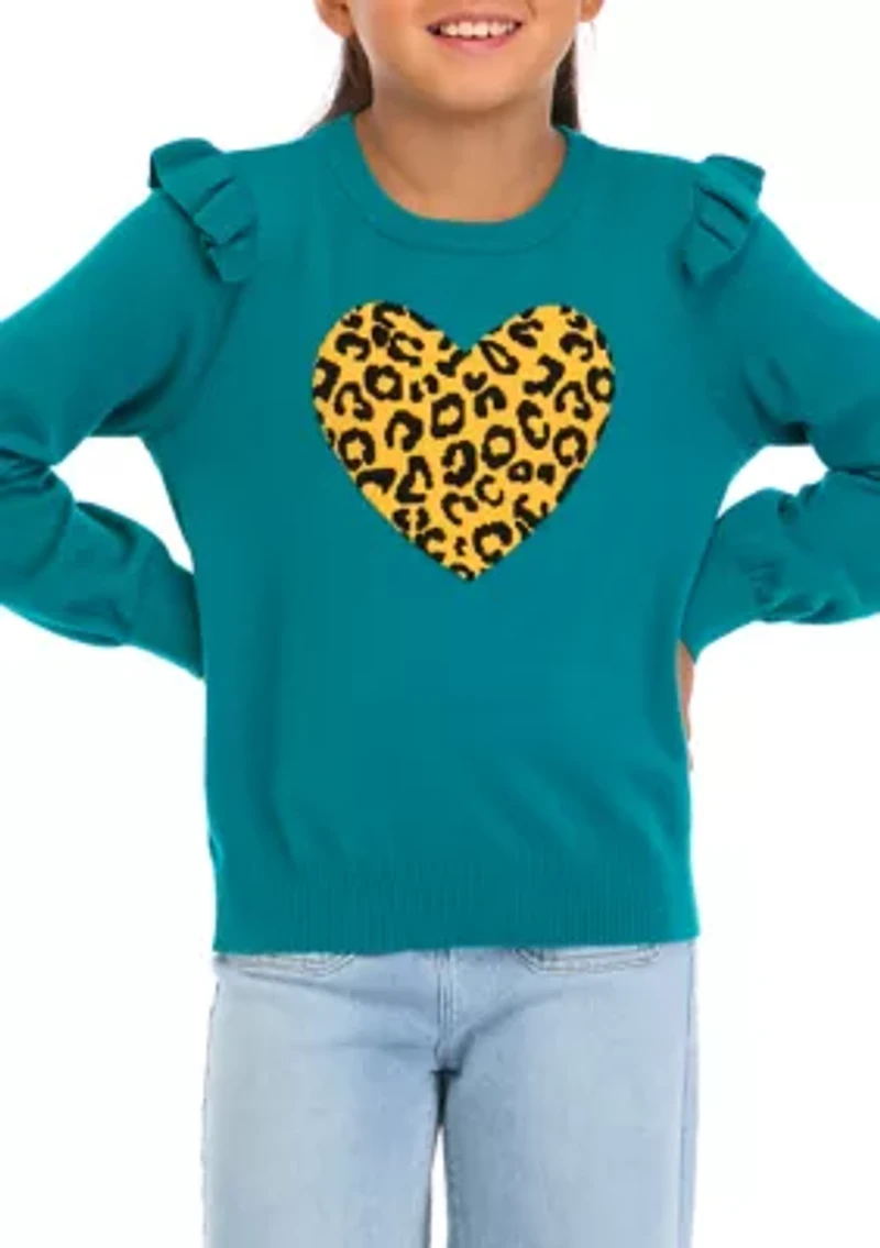 Girls 7-16 Graphic Ruffle Sweater