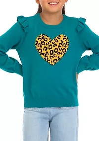 Girls 7-16 Graphic Ruffle Sweater