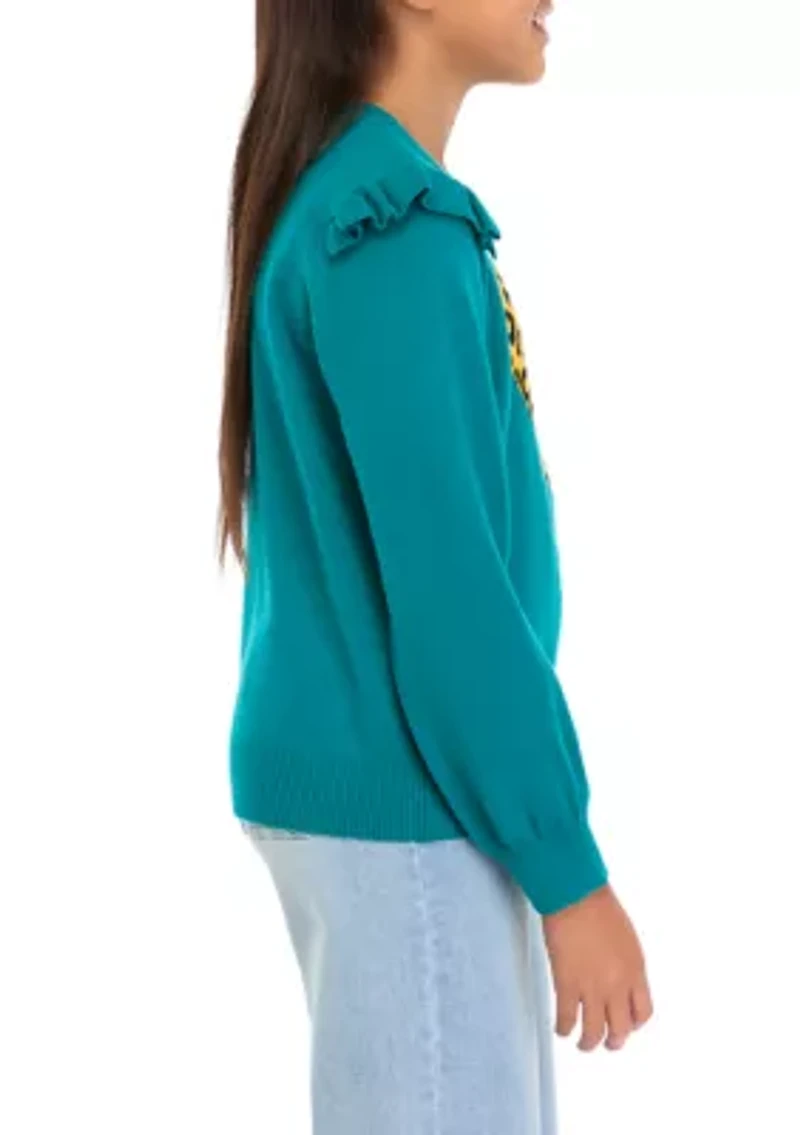 Girls 7-16 Graphic Ruffle Sweater