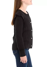 Girls 7-16 Cable Knit Cardigan