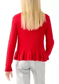 Girls 7-16 Peplum Cardigan