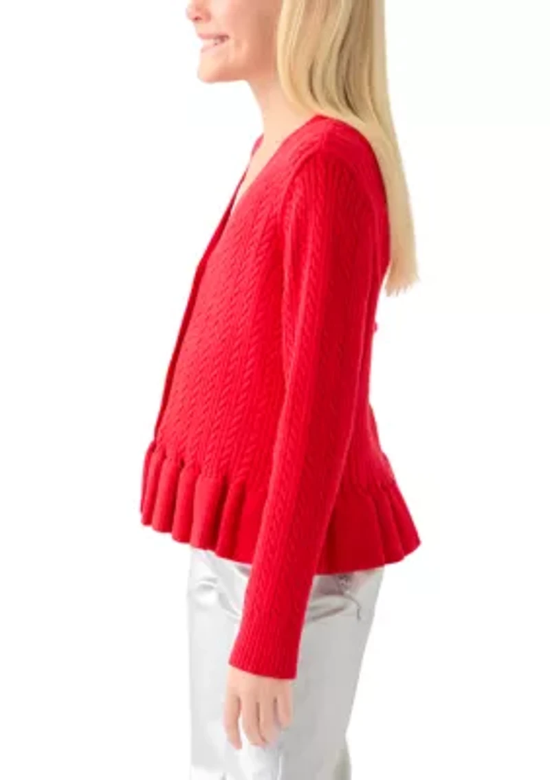 Girls 7-16 Peplum Cardigan