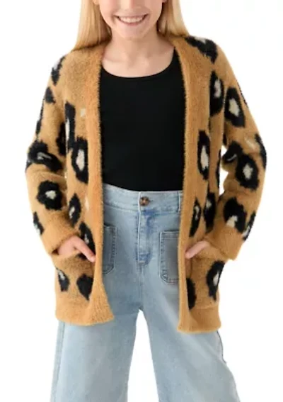 Girls 4-6x Long Animal Cardigan