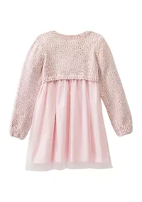 Girls 4-6x Long Sleeve 2Fer Sweater with Tulle Dress