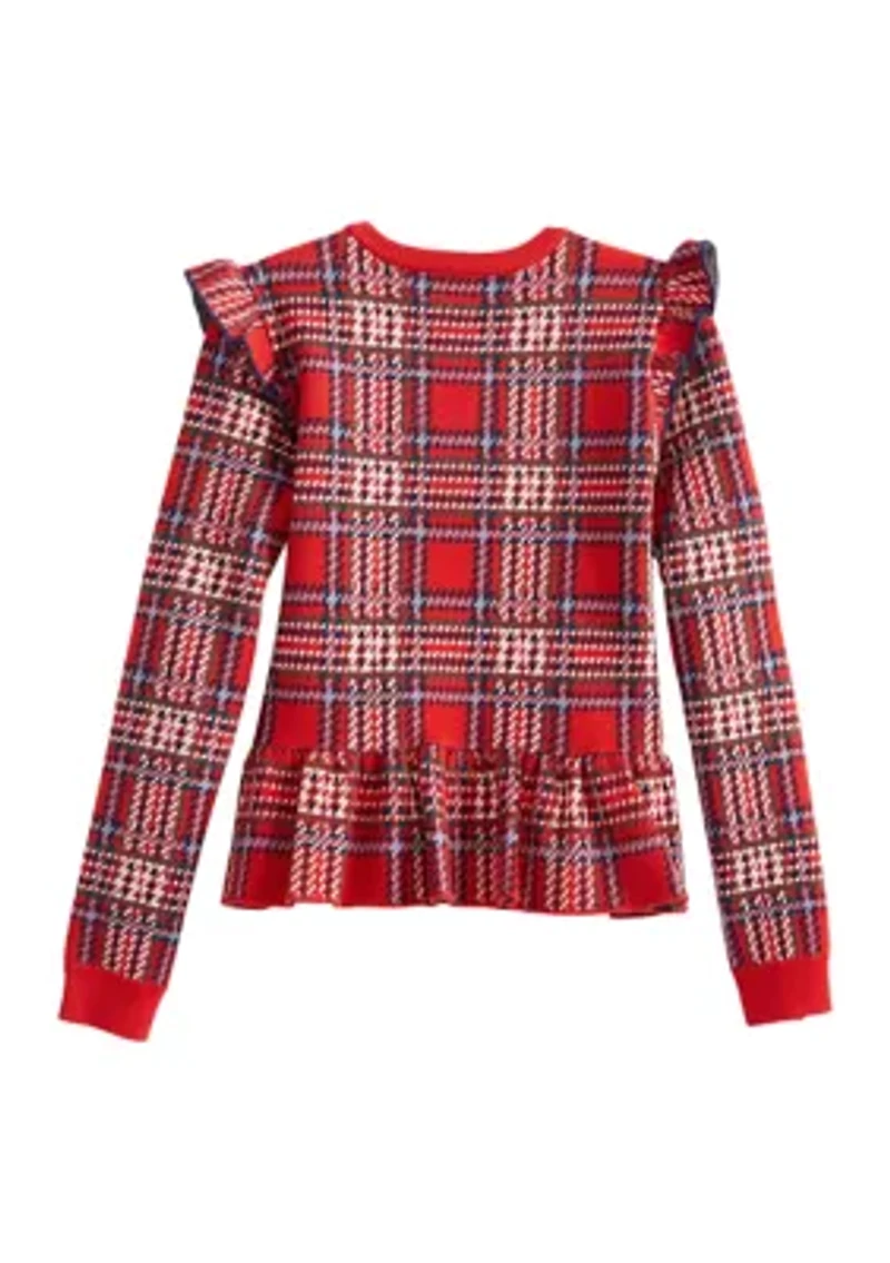 Girls 4-6x Long Sleeve Peplum Hem Top