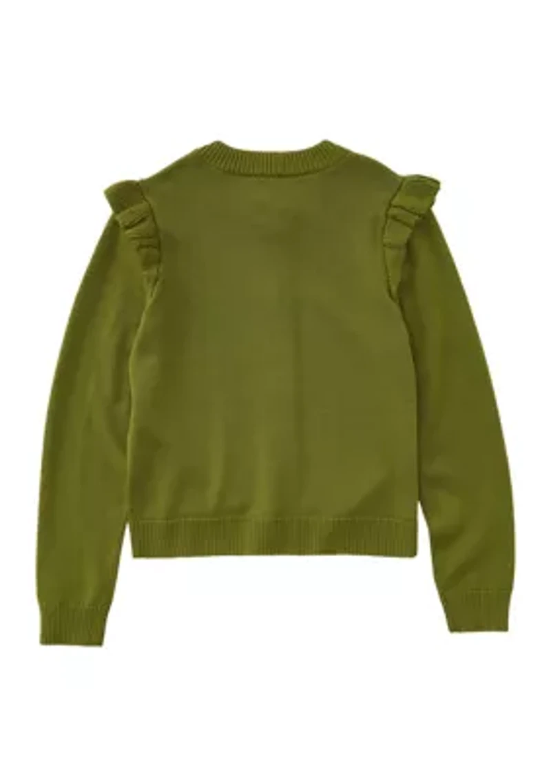 Girls 4-6x Button Front Cardigan