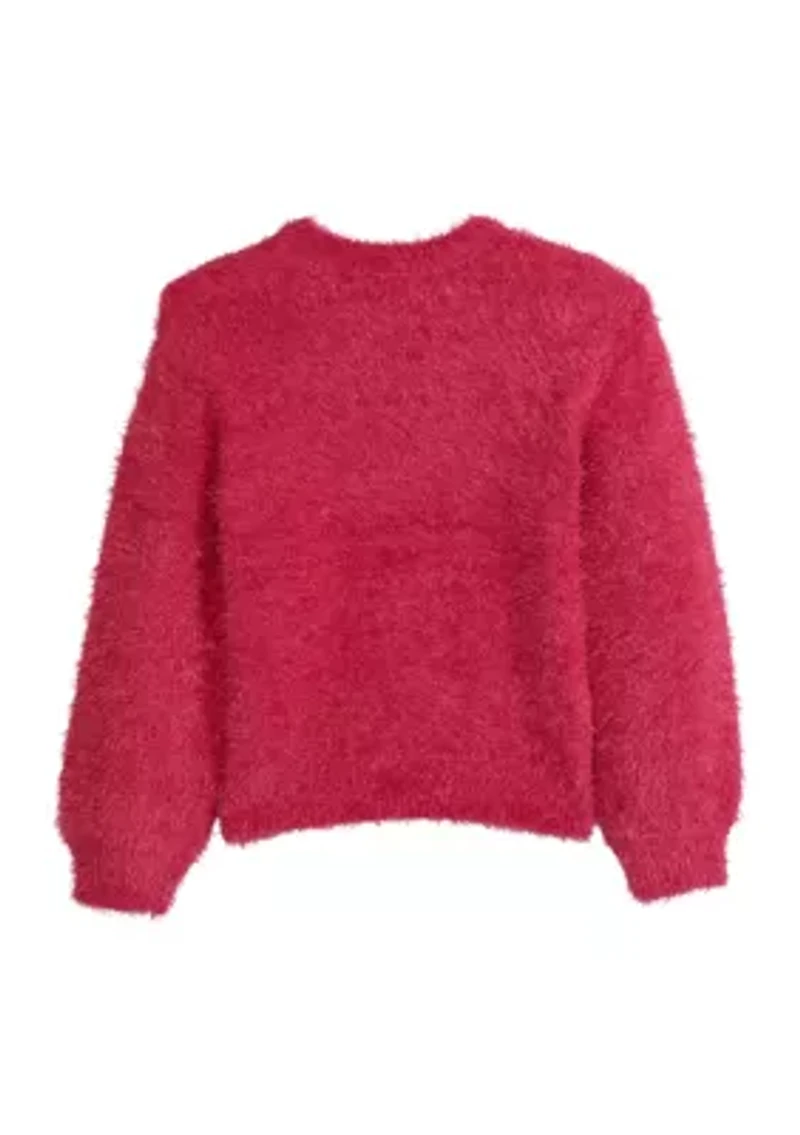 Girls 4-6x Sequin Bow Eyelash Sweater