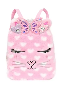 Girls Bella Butterfly Heart Faux Fur Mini Backpack