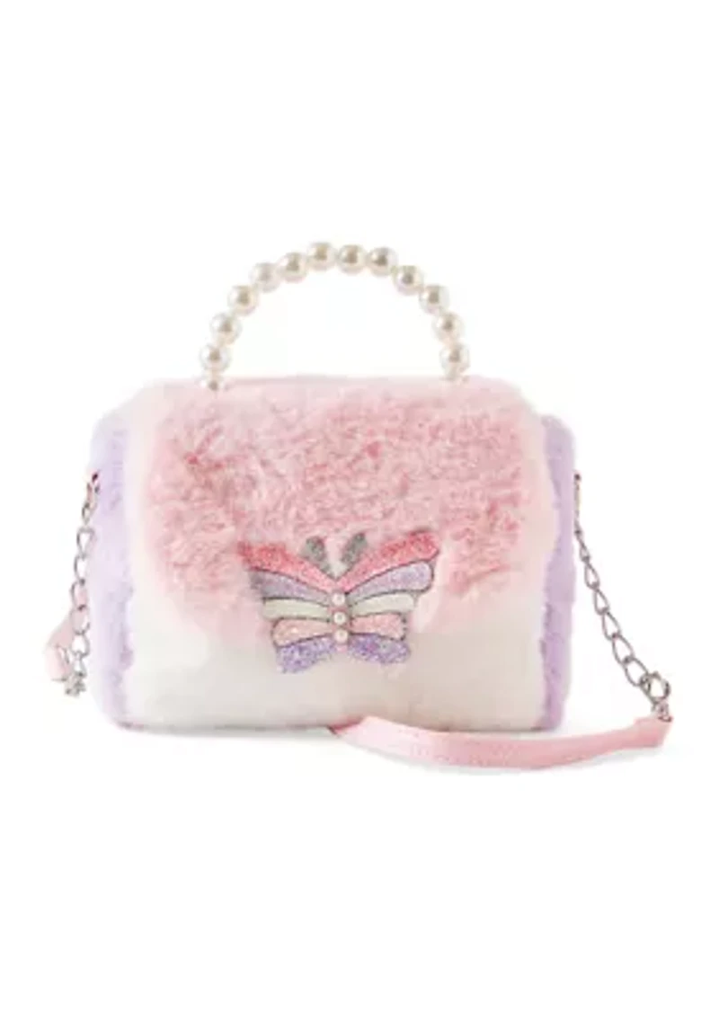Butterfly Faux Fur Crossbody Bag