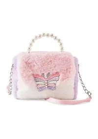 Butterfly Faux Fur Crossbody Bag