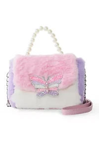 Butterfly Faux Fur Crossbody Bag