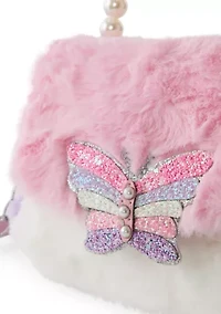 Butterfly Faux Fur Crossbody Bag