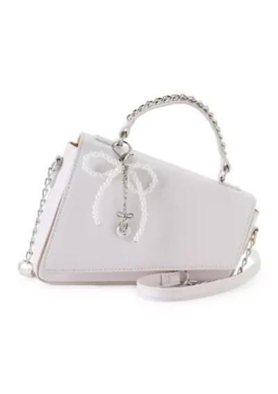 Bow Angled Flap Crossbody Bag