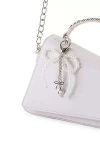 Bow Angled Flap Crossbody Bag