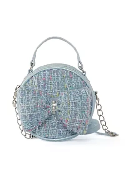 Girls Bow Tweed Crossbody