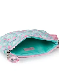 Girls Heart Print Scrunch Wristlet with Heart Charm