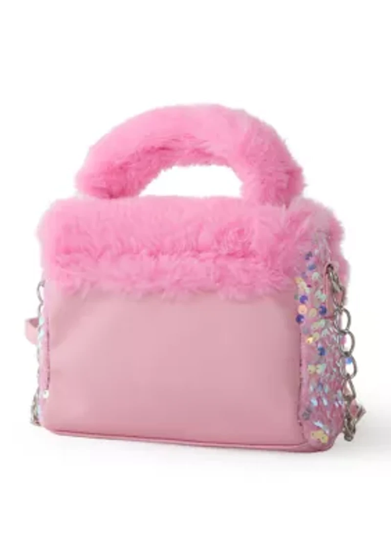 Girls Heart Faux Fur Seqiun Crossbody