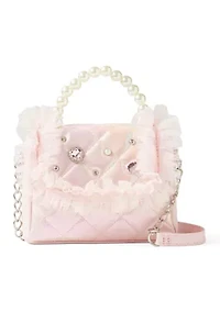 Heart Pearl Top Handle Crossbody Bag