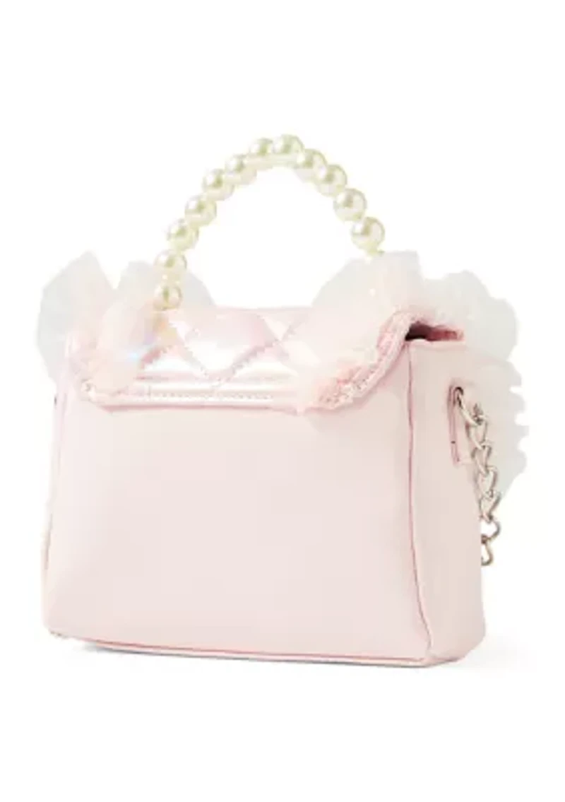 Heart Pearl Top Handle Crossbody Bag