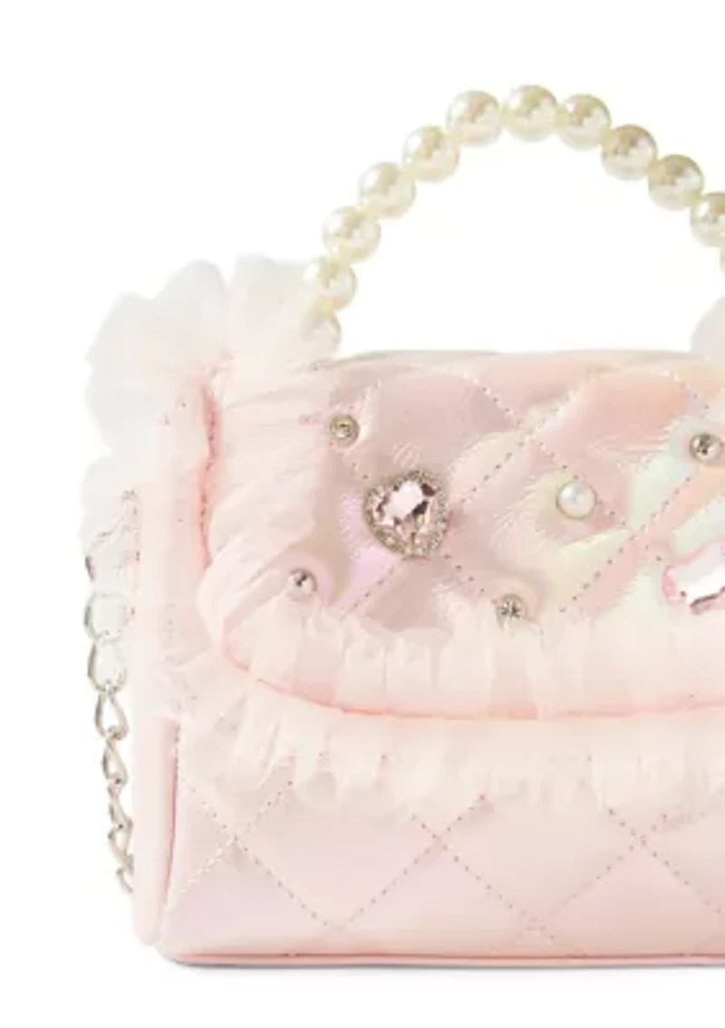 Heart Pearl Top Handle Crossbody Bag
