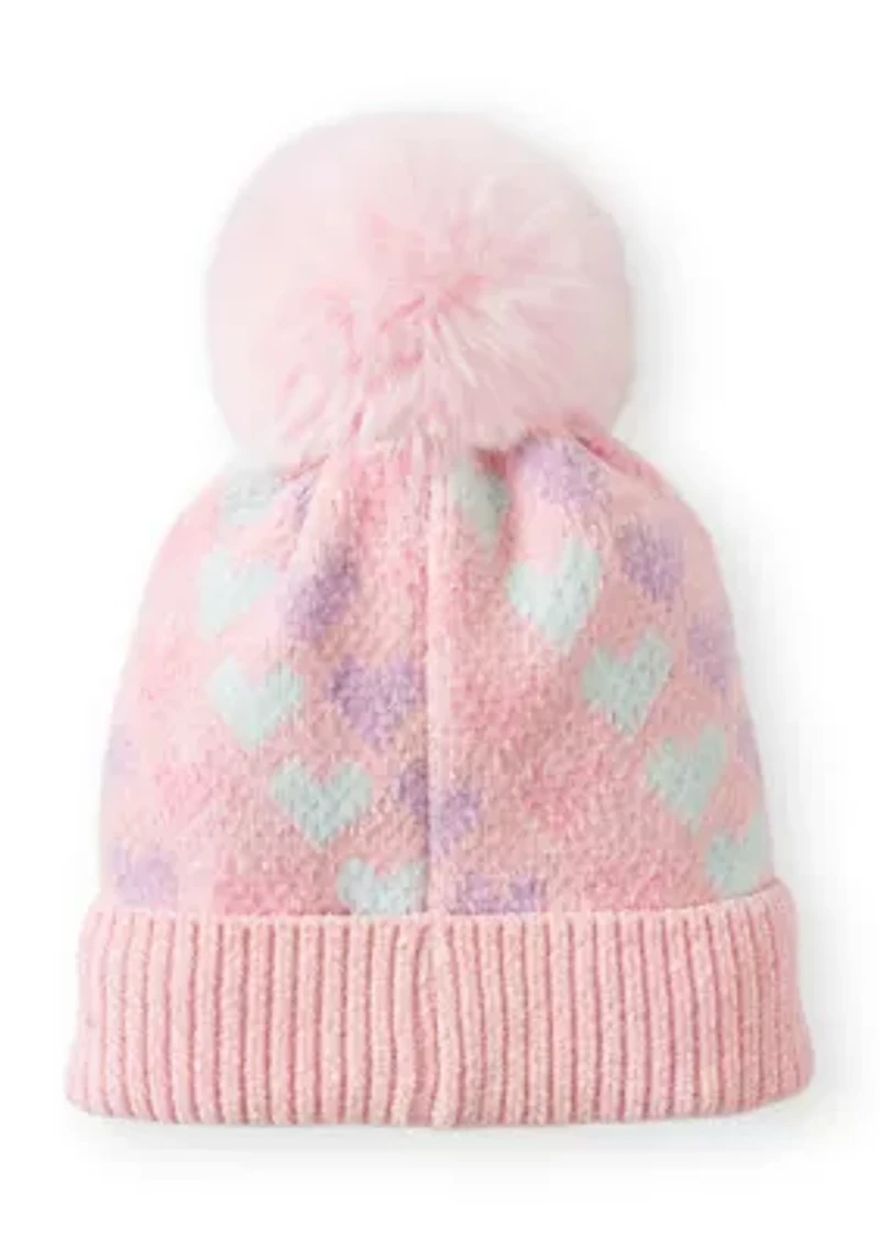 Girls 4-6x Heart Hat and Gloves Set