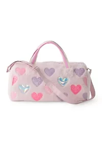 Girls Heart Faux Fur Duffle Bag