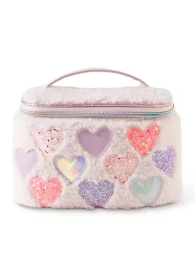 Heart Faux Fur Train Case