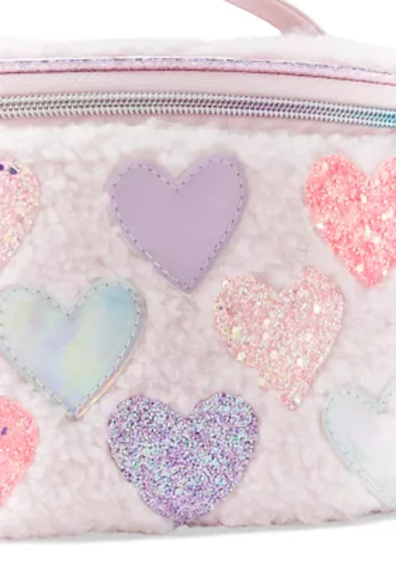 Heart Faux Fur Train Case
