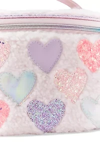 Heart Faux Fur Train Case