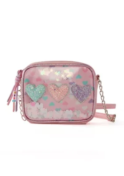 Girls Glitter Heart Crossbody Bag