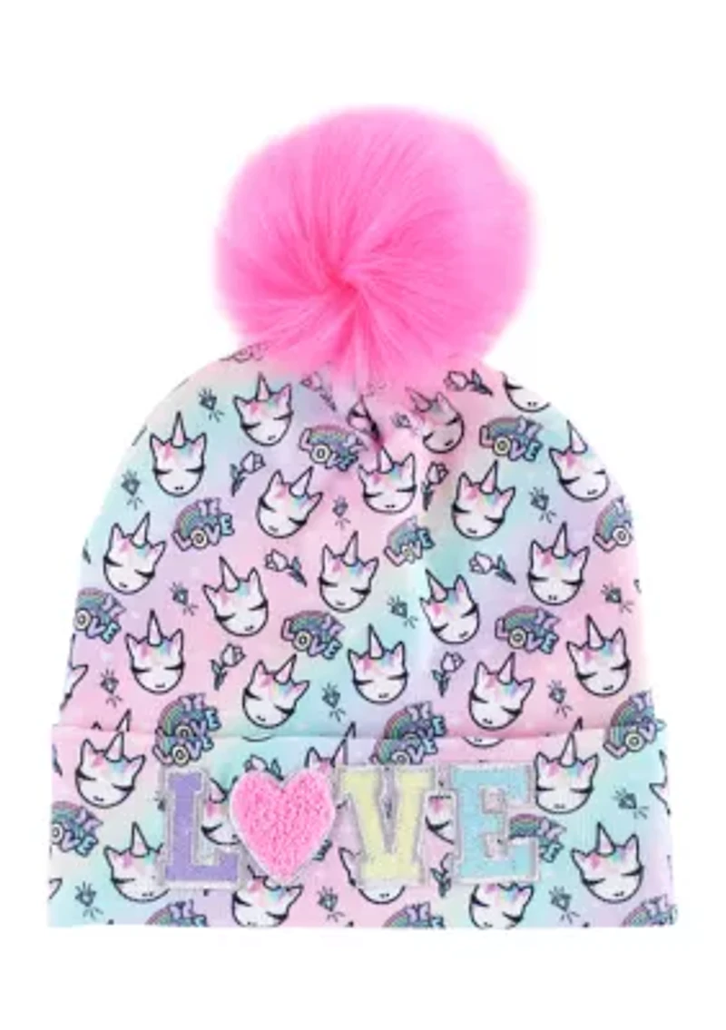 Girls Miss Gwen Unicorn Love Hat and Gloves Set