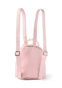 Girls Tweed Pearl Handle Micro Mini Backpack