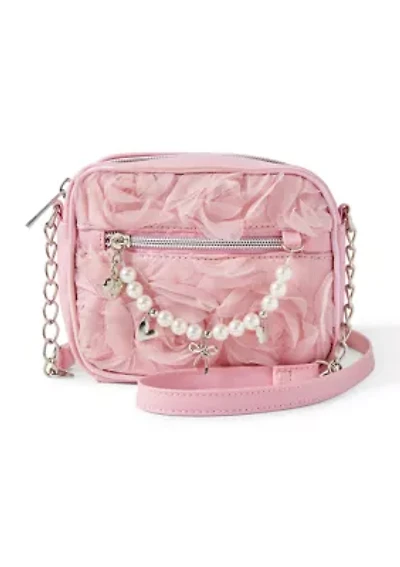Rosette Pearl Crossbody Bag