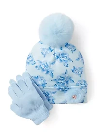 Girls Rose Hat and Gloves Set