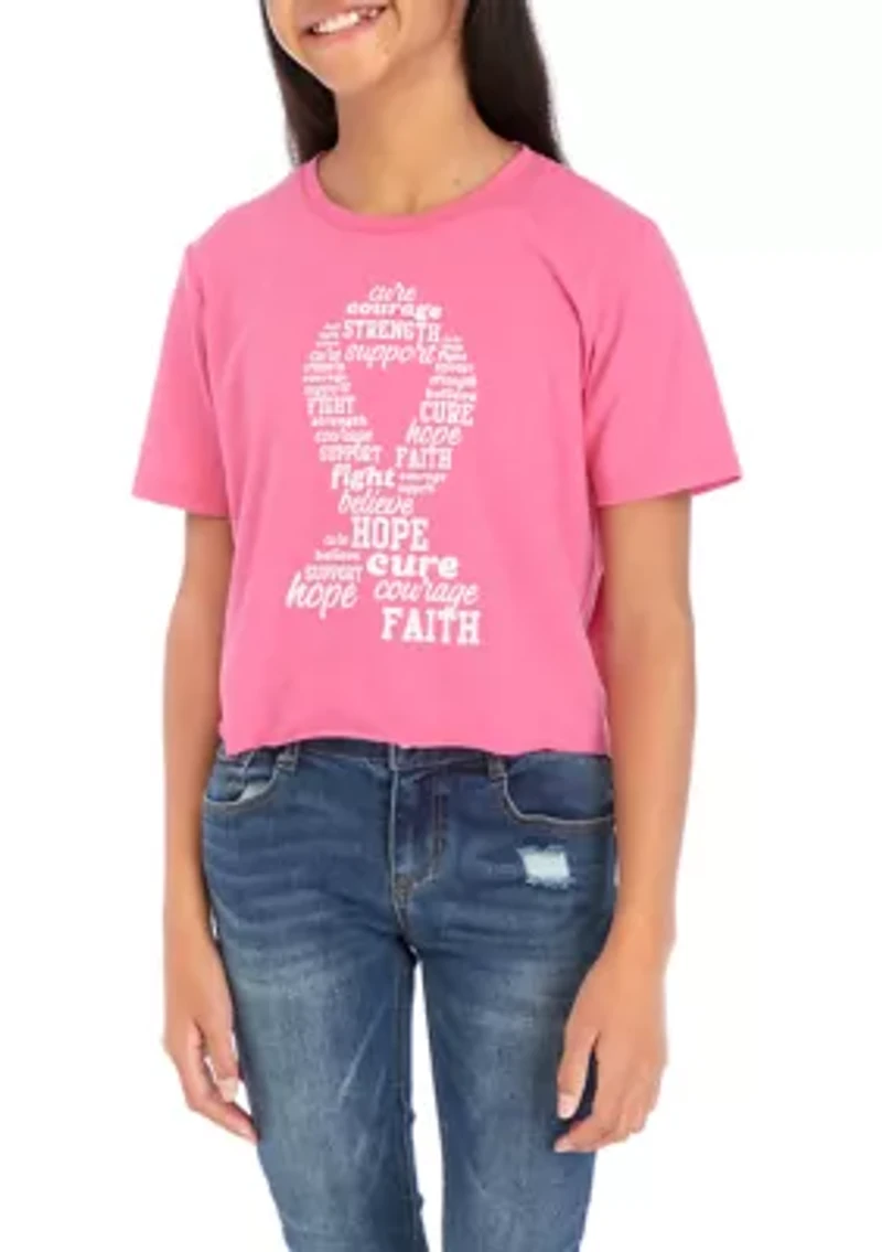 Girls 7-16 Short Sleeve Breast Cancer Awareness Graphic T-Shirt