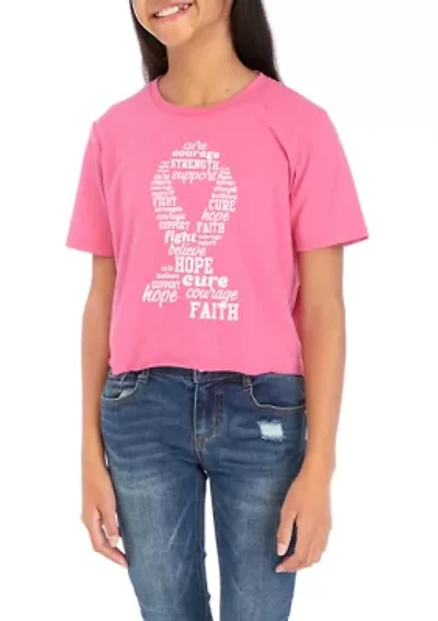 Girls 7-16 Short Sleeve Breast Cancer Awareness Graphic T-Shirt