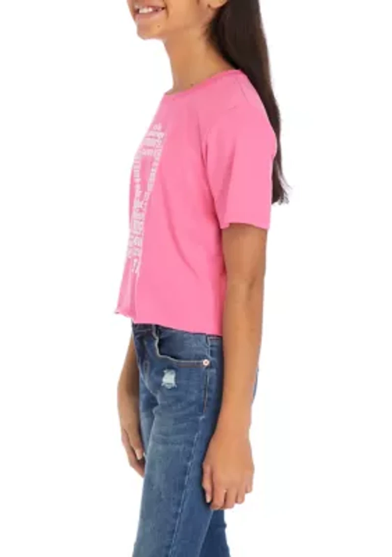 Girls 7-16 Short Sleeve Breast Cancer Awareness Graphic T-Shirt