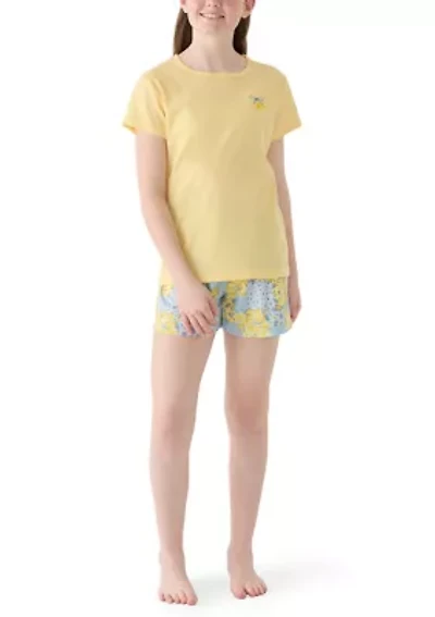 Girls 7-16 Lemon Pajama Set
