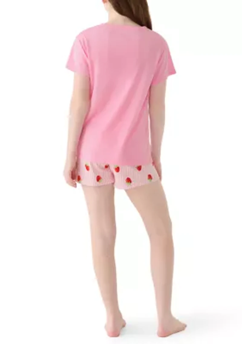 Girls 7-16 Strawberry Print Pajama Set