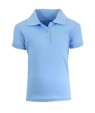 Galaxy By Harvic Girl's Short Sleeve Stretch Pique Polo Shirt (Sizes