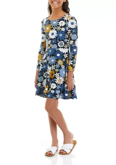 Girls 7-16 Long Sleeve Knit Promo Dress