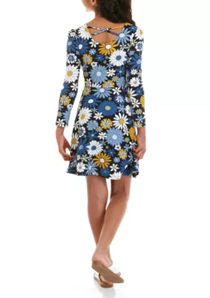 Girls 7-16 Long Sleeve Knit Promo Dress