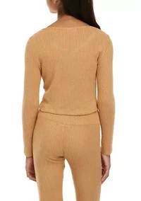 Girls 7-16 Long Sleeve Ribbed Corset Hacci Top