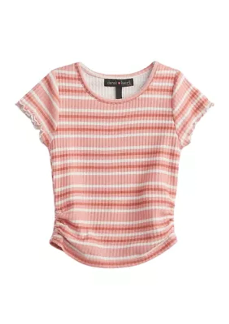 Girls 4-6x Short Sleeve Waffle T-Shirt