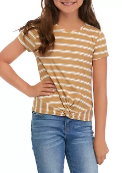 Girls 7-16 Ribbed Twist Front T-Shirt