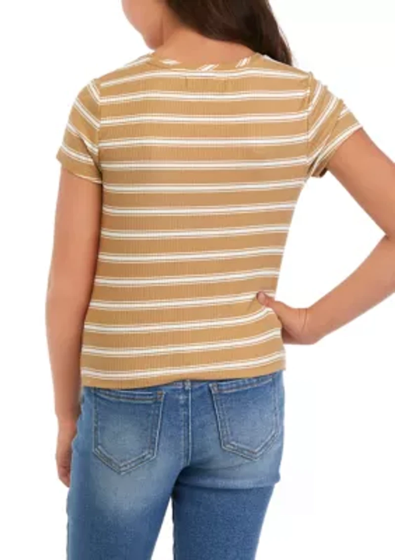 Girls 7-16 Ribbed Twist Front T-Shirt