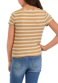 Girls 7-16 Ribbed Twist Front T-Shirt