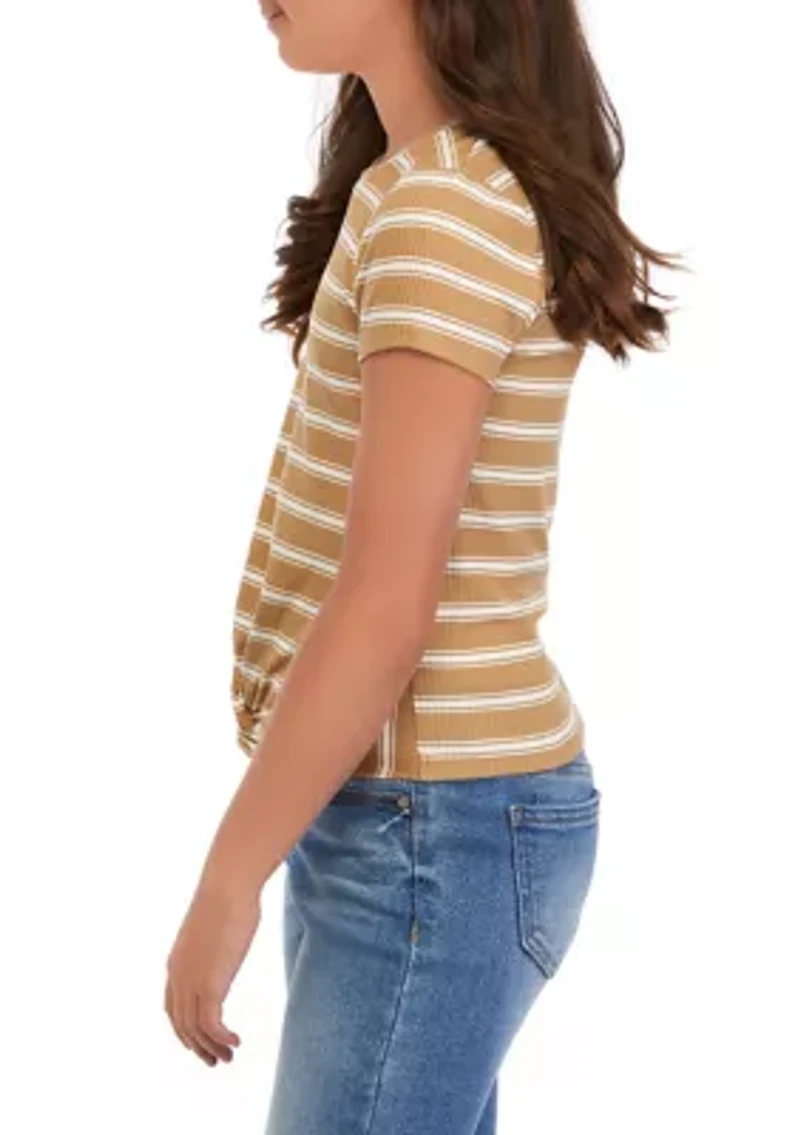 Girls 7-16 Ribbed Twist Front T-Shirt