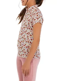 Girls 7-16 Printed Mock Neck T-Shirt